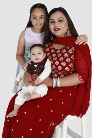 Indian mother and 2 children, family photoshoot