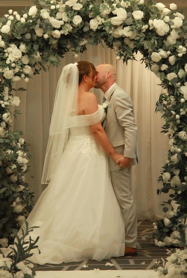 First Kiss The Village Hotel Dudley Photographed by Wolverhampton wedding photographer Sarah Ratcliffe